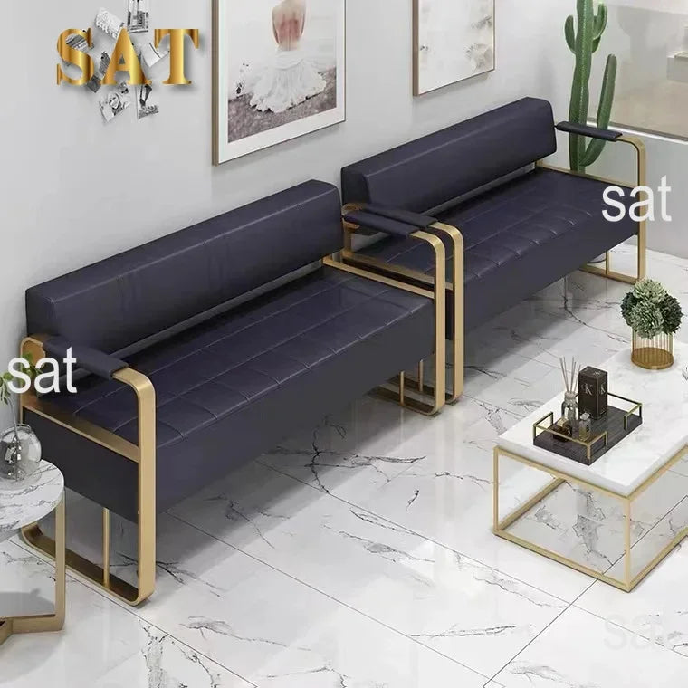 -Good Beauty Salon Station Waiting Sofa Barber Shop Reception Couch Leather Waiting Chair