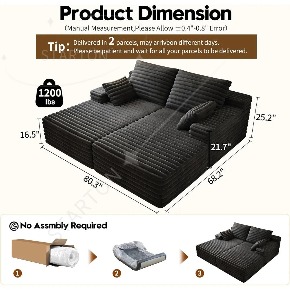 Cloud Plush Sofa Bed,Upholstered Boneless Cloud Sofa Deep Seat