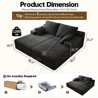 Cloud Plush Sofa Bed,Upholstered Boneless Cloud Sofa Deep Seat