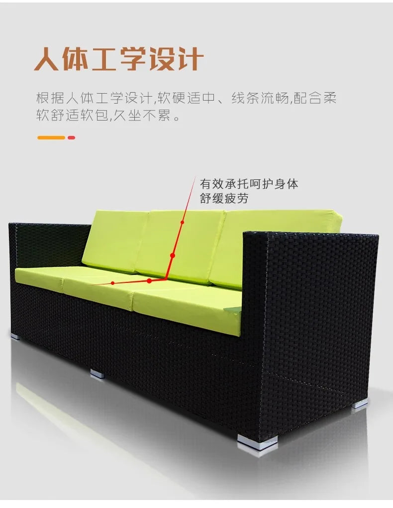 Outdoor rattan sofa combination courtyard terrace  waterproof sun protection outdoor garden rattan sofa furniture