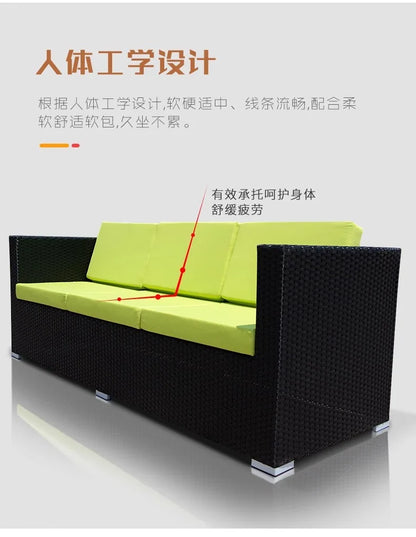 Outdoor rattan sofa combination courtyard terrace  waterproof sun protection outdoor garden rattan sofa furniture