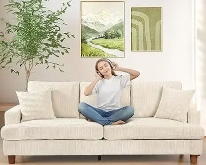 87in Green Sofa, Couches for Living Room No Tool Assembly, Modern Oversized Love Seat with 2 Pillows, Sofa Couch for Bedroom