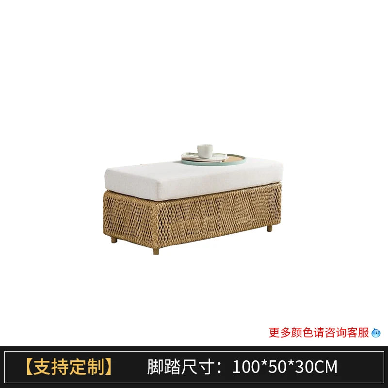 Nordic outdoor sofa, courtyard, terrace, balcony, leisure rattan chair, living room, outdoor waterproof High Quality