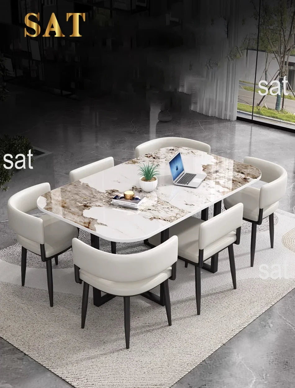 Minimalist   Marble Top Dinning Table 6 Seater Modern Restaurant Home Dining Room And Chairs Sets