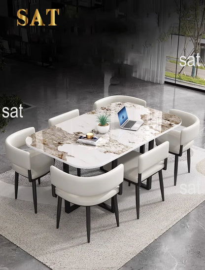 Minimalist   Marble Top Dinning Table 6 Seater Modern Restaurant Home Dining Room And Chairs Sets