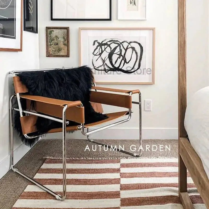 Vasily Chair Designer Celebrity Reclining Chair Medieval Leisure Sofa Stainless Steel Saddle Leather Living Room Chair
