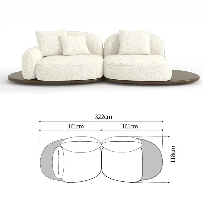 Living Room Coffee Table Designer Creative Three-person Log Style Furniture Modern Simple Modern Morocco Fabric Sectional Sofas
