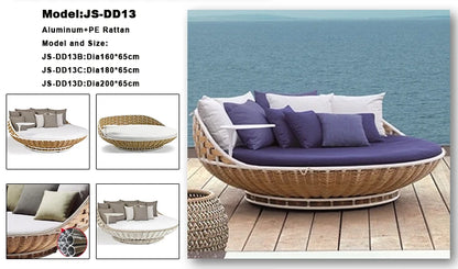 Modern Day Bed Patio Furniture Hotel Luxury Teak Rope Garden Sun Lounger Round Aluminum Rattan Wicker Outdoor Daybed With Canopy