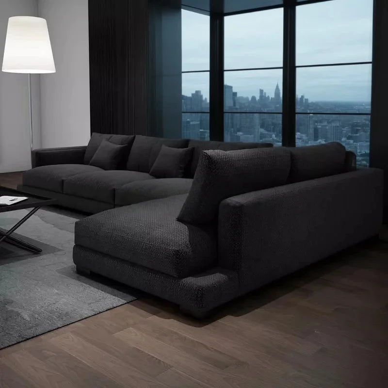 @# Modern Living Room Furniture L Shaped Sectional Sofa Set Nordic Minimalism Fabric Couch Combination 4 Seater Corner Sofa