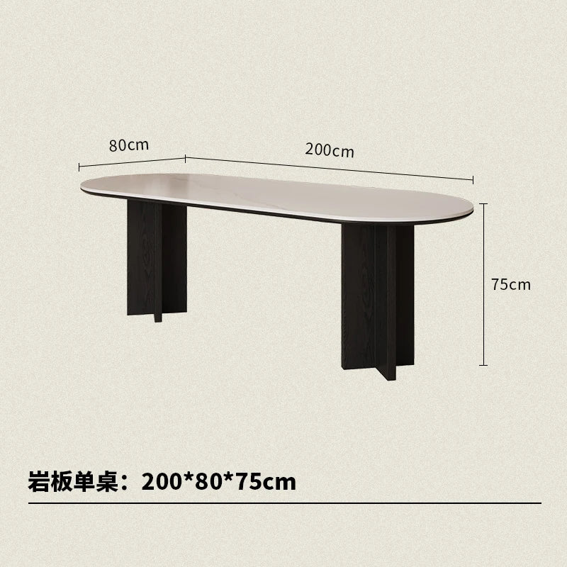 HTT oval dining table and chairs retro living room modern light luxury dining room rock slab home accessories