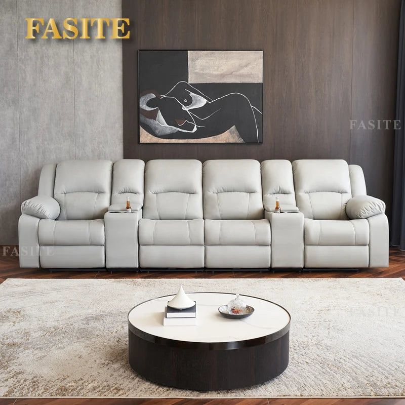 Leather sofa home theater electric sofa combination private audio and video room sofa recliner