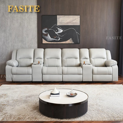Leather sofa home theater electric sofa combination private audio and video room sofa recliner