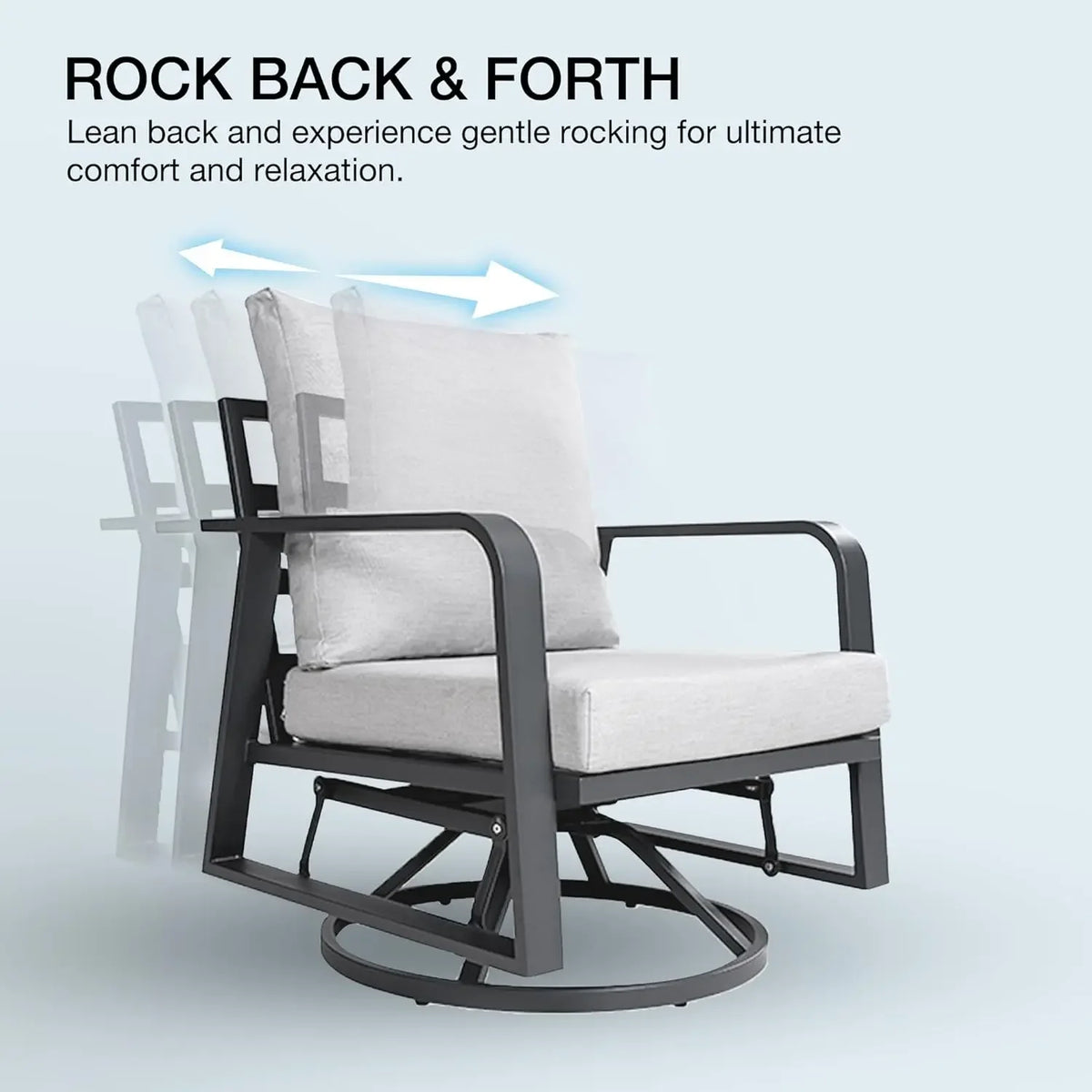 Aluminum Outdoor Swivel Rocker Patio Chairs 3 Piece Set,All Weather Metal Sofa Chair for Patio, Porch, Deck, Bistro(Silver Gray)