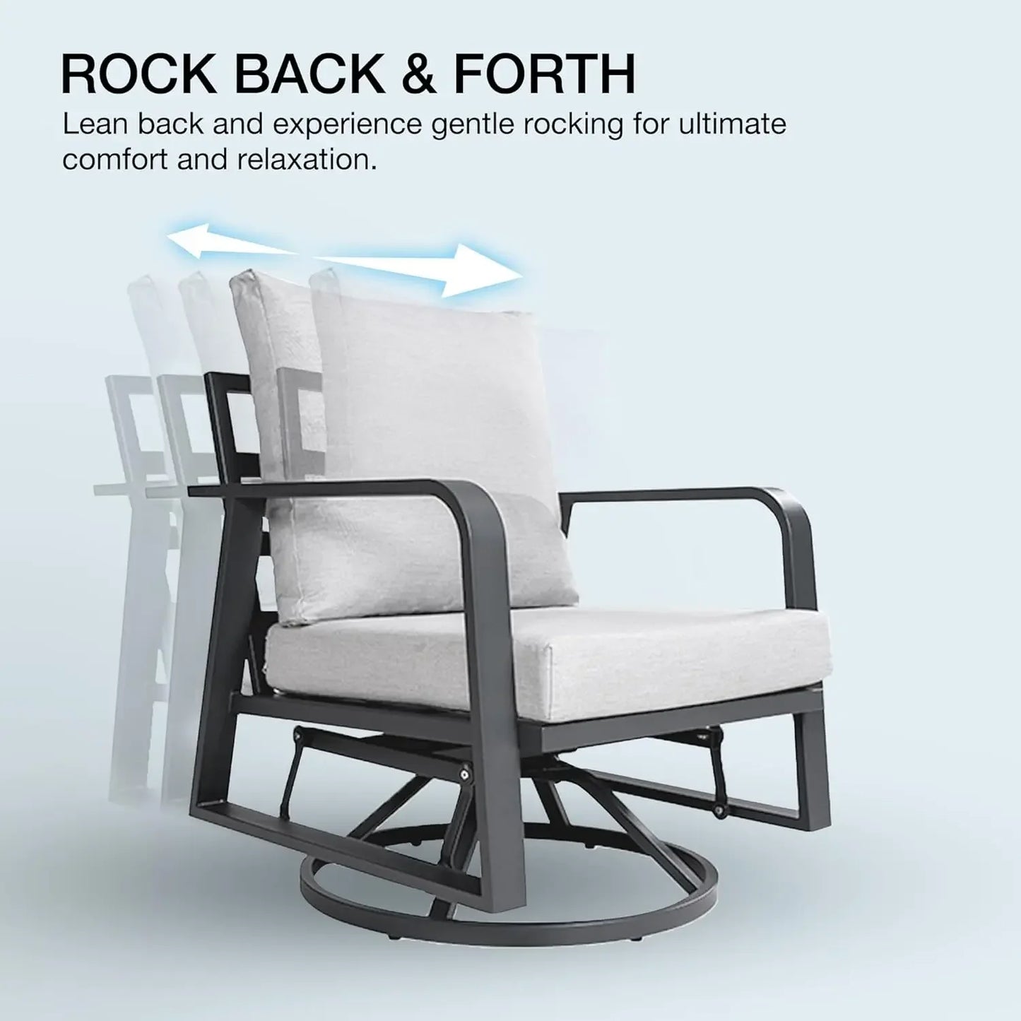 Aluminum Outdoor Swivel Rocker Patio Chairs 3 Piece Set,All Weather Metal Sofa Chair for Patio, Porch, Deck, Bistro(Silver Gray)
