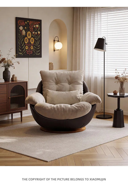 Swivel Cross Legged Chair Accent Armchair For Living Room Lounge Comfy Floor Chair Nordic Chaise Wabi Sabi Lazy Sofa