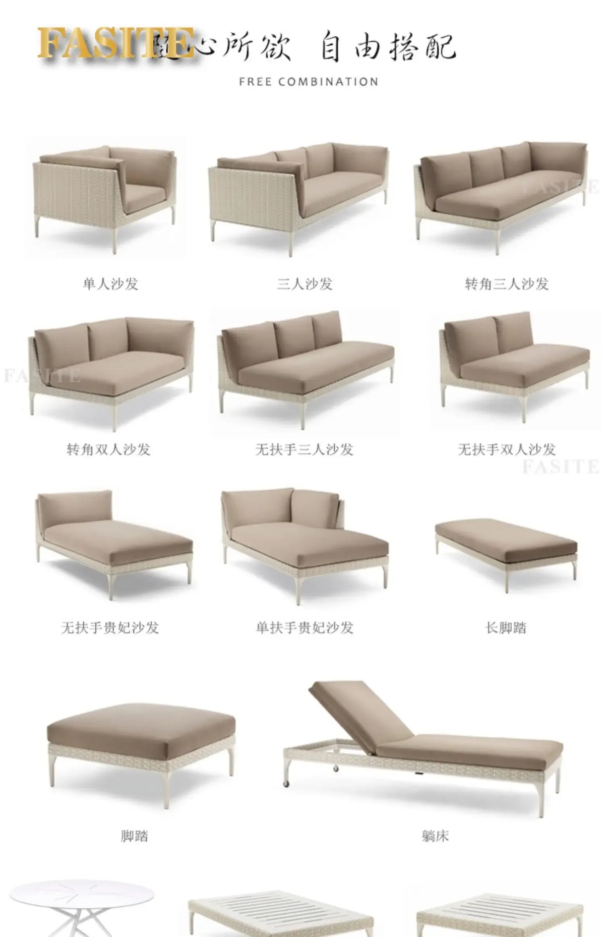 Rattan Sofa Nordic Villa Area Courtyard Outdoor Sofa Furniture Model Room Outdoor Soft Decoration Bed Recliner Waterproof
