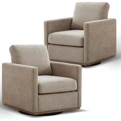 Swivel Accent Chair Set of 2, 360 Degree Square Swivel Barrel Chair for Living Room, Mid Century Modern Upholstered Accent Chair