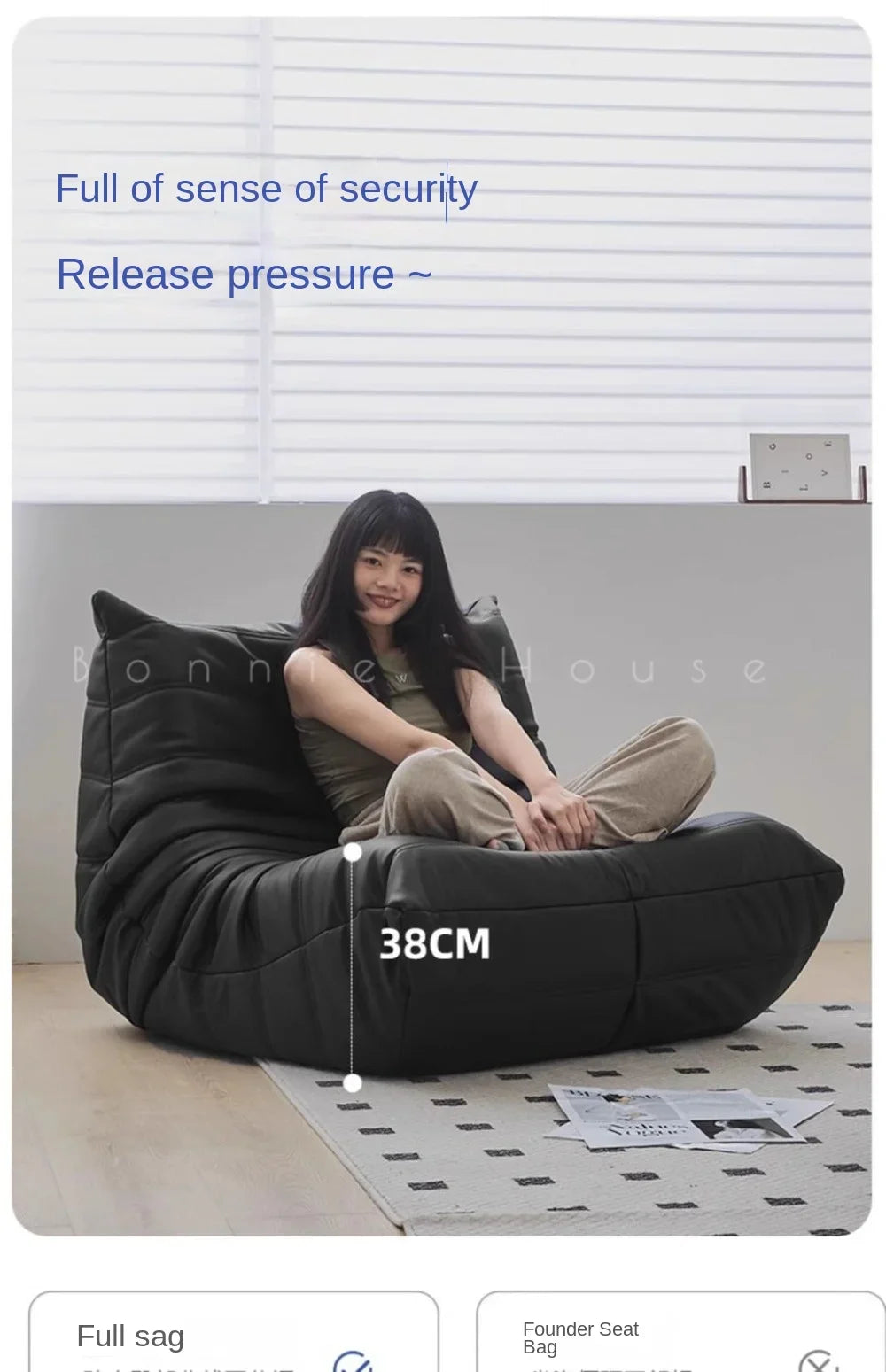 Black caterpillar sofa lazy single leisure chair togo original small apartment balcony living room lying down leather