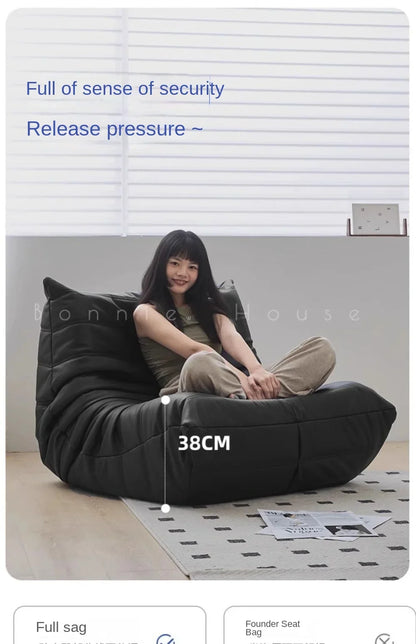 Black caterpillar sofa lazy single leisure chair togo original small apartment balcony living room lying down leather