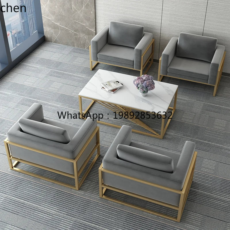 Lobby Sofa Chair Leisure Rest Area Meeting Reception Booth Sofa Table and Chair