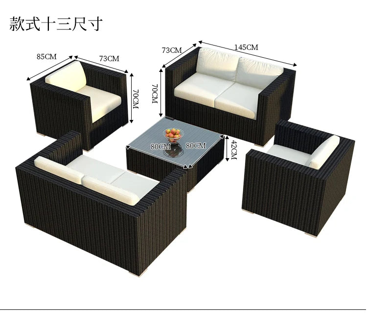 Terrace Modern Garden Sofas Outdoor Combination Courtyard Nordic Garden Sofas Waterproof Pe Rattan Furniture Sofá Jardín MHHYSF