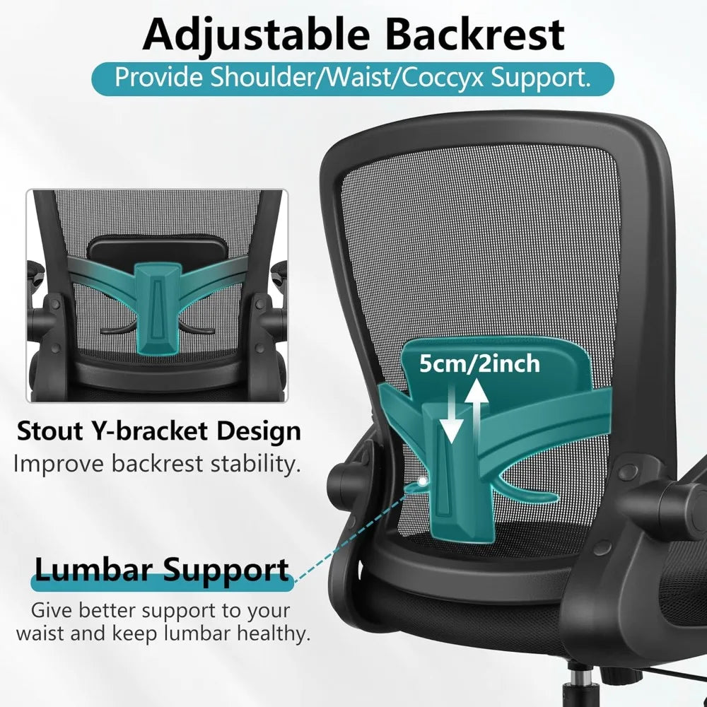 Office Chair,Ergonomic Desk Chair Breathable Mesh Chairs w/Adjustable High Back Lumbar Support Flip-up Armrests,for Home Office