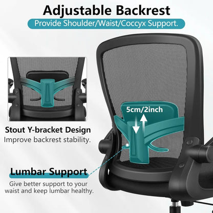 Office Chair,Ergonomic Desk Chair Breathable Mesh Chairs w/Adjustable High Back Lumbar Support Flip-up Armrests,for Home Office