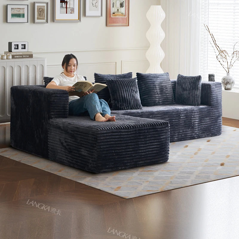 Oversized Boneless Double Lounge Sofa Chair Compressed Sectional Cloud Couch Corduroy L Shape Sofa Bed Couch Divano Da Soggiorno