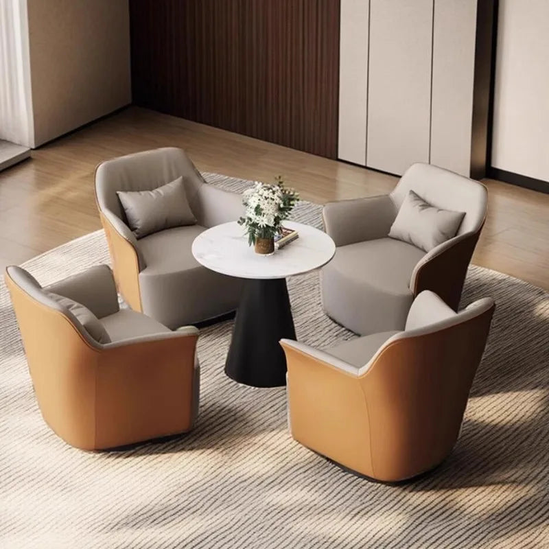 Modern simple negotiation table and chair combination Light luxury hotel reception leather sofa chair