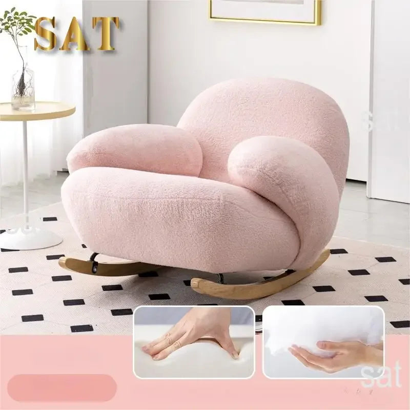 Big white Internet celebrity rocking chair lazy sofa single rocking cream living room lazy chair simple balcony bedroom