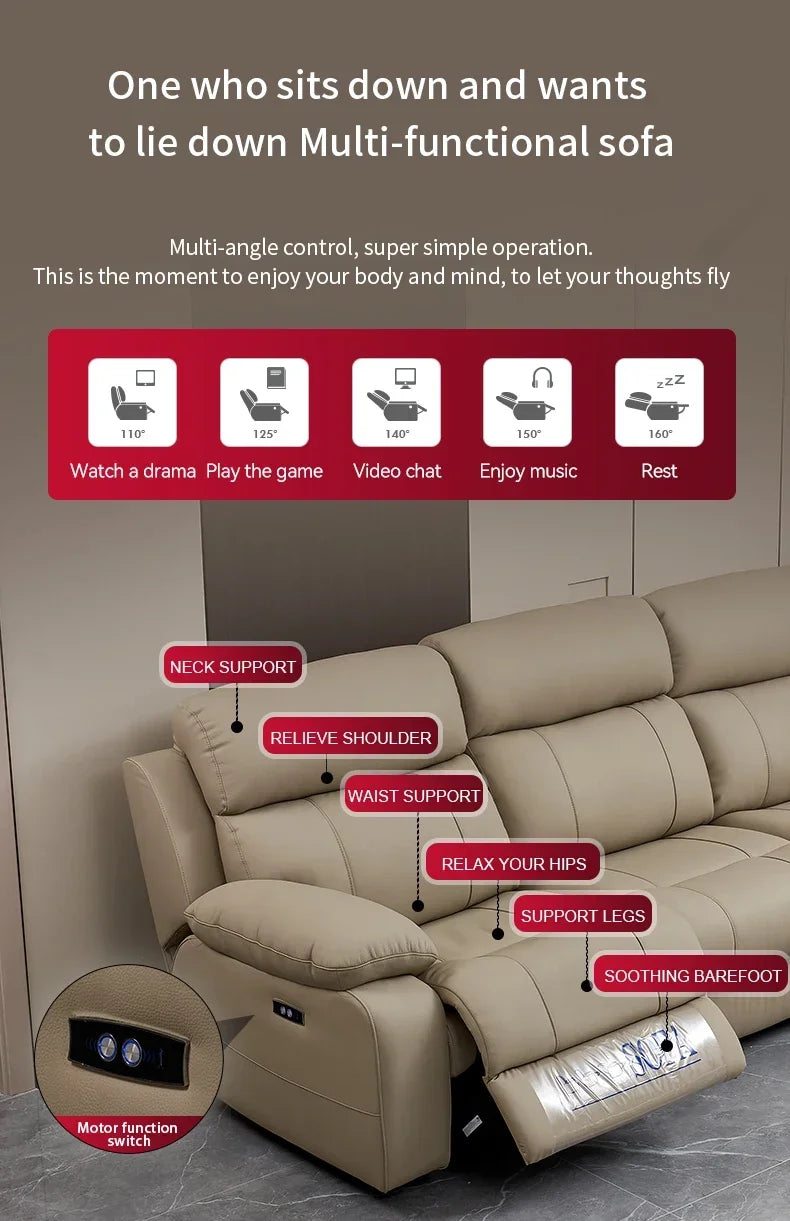 Modern Italian Living Room Sofas Modular Electric Recliner Sofa Bed Multi-functional Leather Minimalist Divano Room Furniture