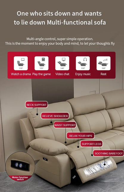 Modern Italian Living Room Sofas Modular Electric Recliner Sofa Bed Multi-functional Leather Minimalist Divano Room Furniture