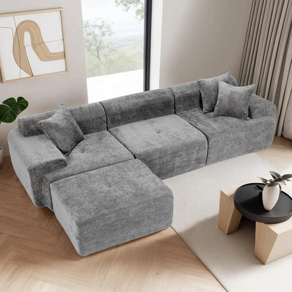 119’’ Modular Sectional Sofa, Cloud Sectional Couch with Deep Seat, Modern Modular Compression Sofa Couch with Chaise, Upholster