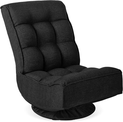 Reclining Folding Floor Gaming Chair for Home,Office,Lounging,Reading w/360-Degree Swivel,4 Adjustable Positions,Tufted Cushions