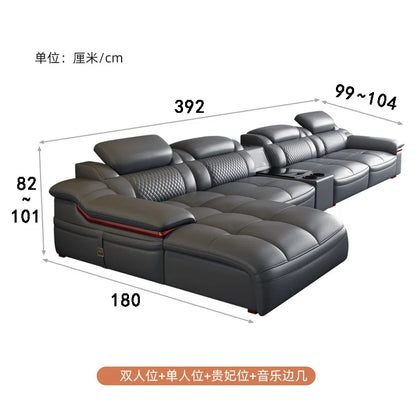 Modern simple leather sofa first layer cowhide living room size corner latex leather sofa