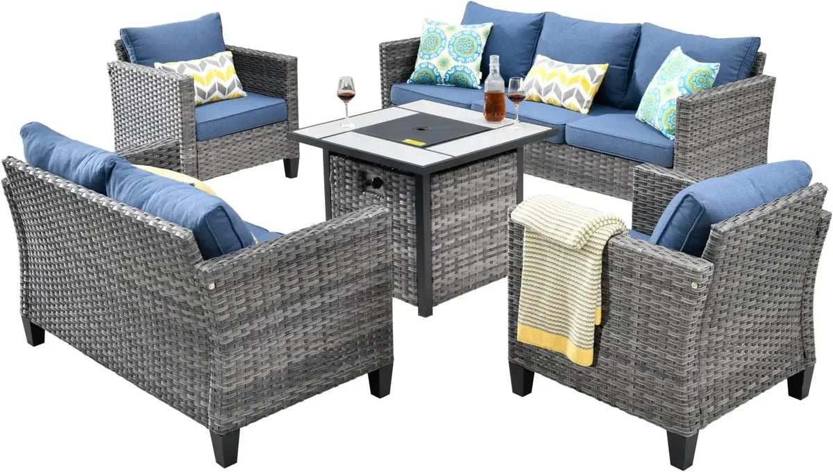 K 7-piece Outdoor Terrace Segmented Sofa Gray PE Wicker Furniture Dialogue Set Outdoor Sessions Gardens Sets Garden Patio
