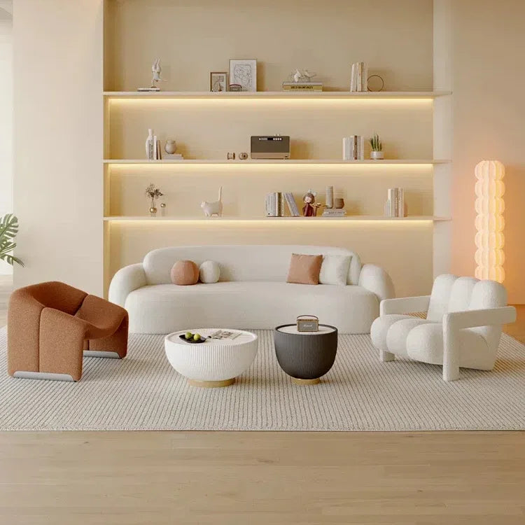 Curved Living Room Sofas Designer Beauty Salon Sofa Clothing Store Rest Area Reception Sofa Cream Style Living Room Furniture GL