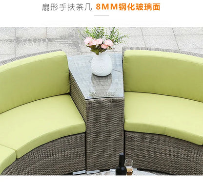 Outdoor round rattan sofa combination curved living room sofa
