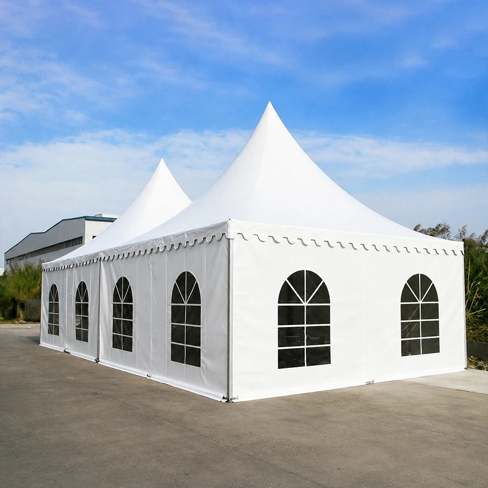 Large White Pagoda Tent Commercial Marquee Tent with Windows for Wedding Party Garden Event, Peak Top Outdoor Shelter Waterproof