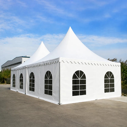 Large White Pagoda Tent Commercial Marquee Tent with Windows for Wedding Party Garden Event, Peak Top Outdoor Shelter Waterproof