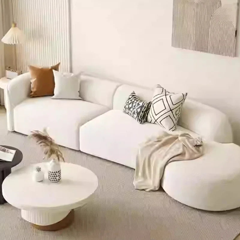 Cream Wind Sofa Modern Simple Aesthetics Designer Relaxing Sofa White Trendy Luxury Living Room Muebles Lounge Suite Furniture