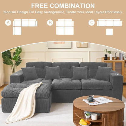105 Inch Cloud Sectional Couch Modern Modular Sectional Sofa with Deep Seat - L Shaped Comfy 3 Seater Sectional Couches