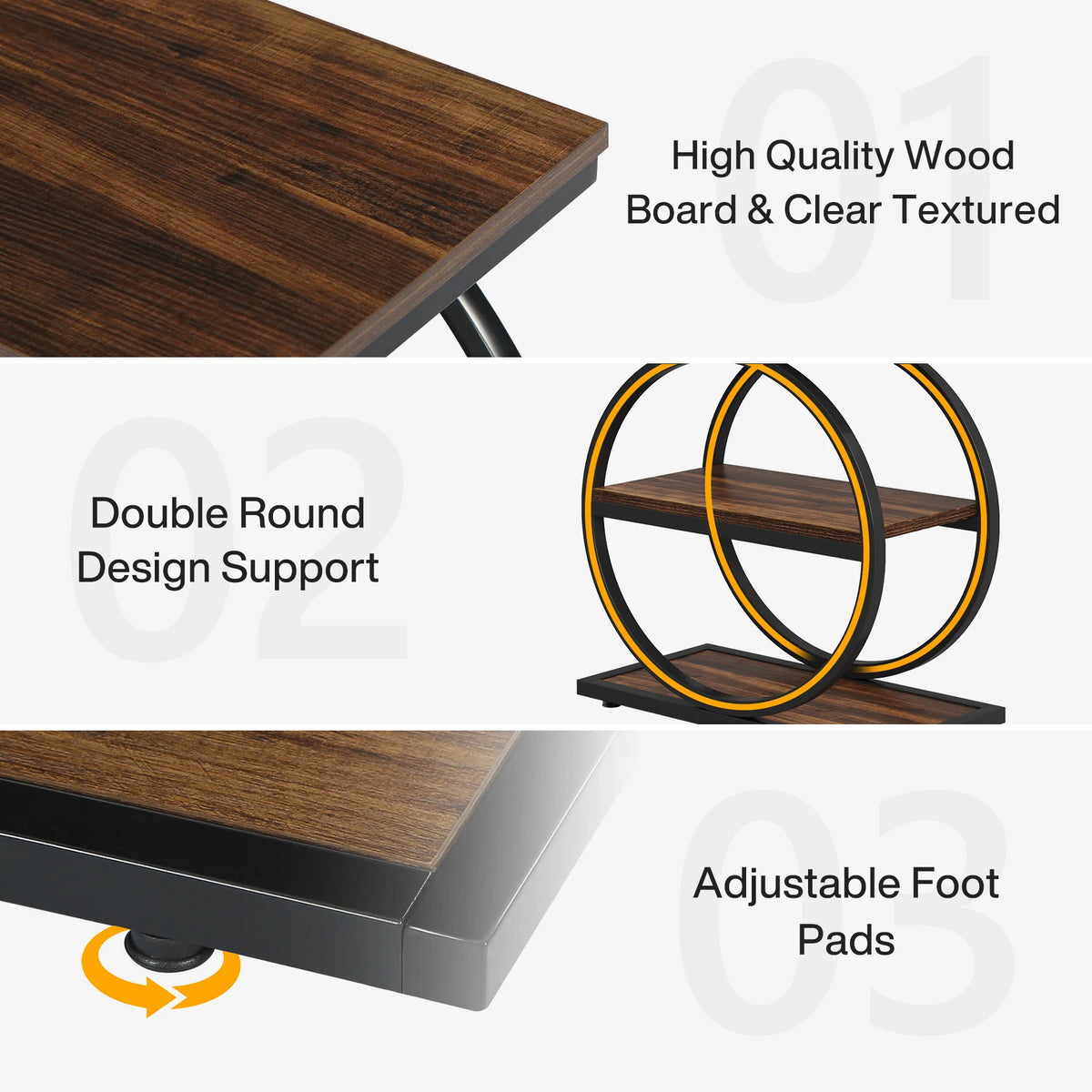 Tribesigns End Table, Narrow End Table with 3 Storage Shelves, Wood Side Table with Black Metal Frames, Industrial Sofa table