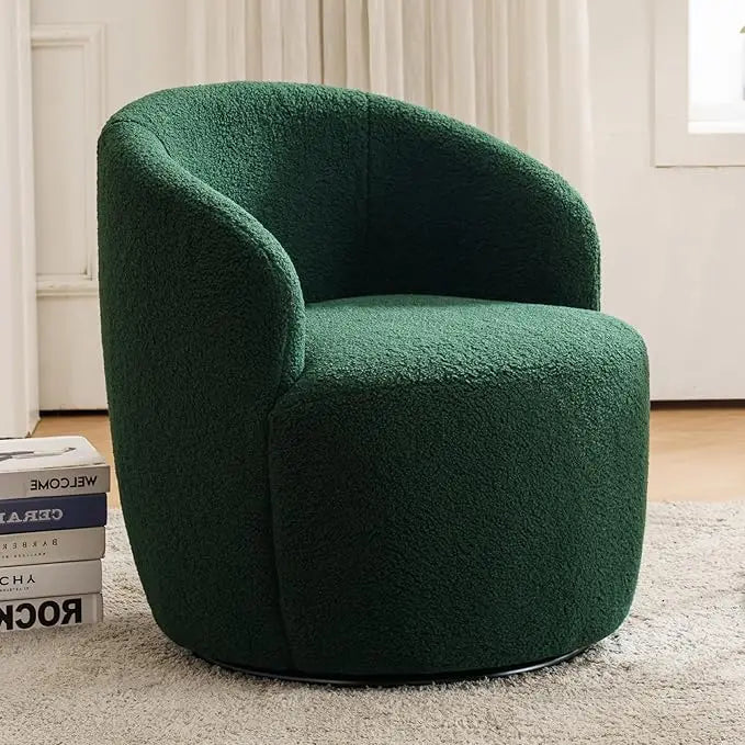Swivel Barrel Chair, 360° Small Single Sofa Armchair Comfy Round Sofa Chair, Boucle Chairs Padded Armchair, Modern Rou