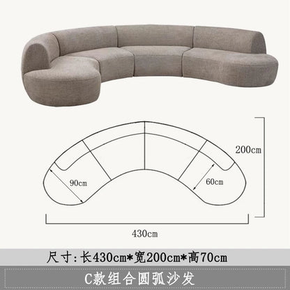 Italian light luxury wabi sabi circular curved sofa minimalist special-shaped corner large apartment living room model