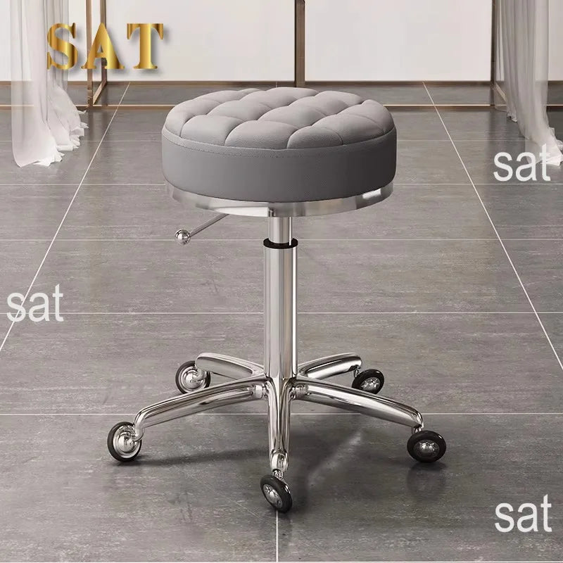 Household beauty stool, metal industrial hair chair with rotating lift pulley, suitable for salons and barber shops