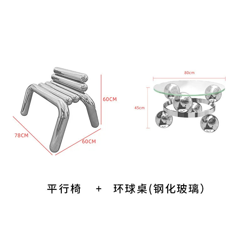 CZ Vintage Stainless Steel Irregular Single Chair Home Backrest Minimalist Industrial Style Restaurant Leisure Dining Chair