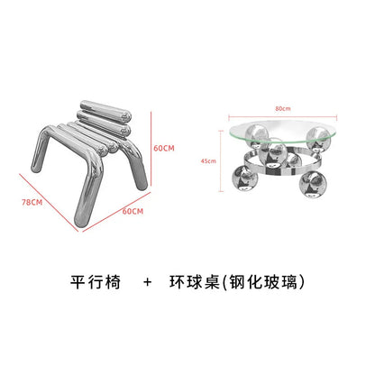 CZ Vintage Stainless Steel Irregular Single Chair Home Backrest Minimalist Industrial Style Restaurant Leisure Dining Chair