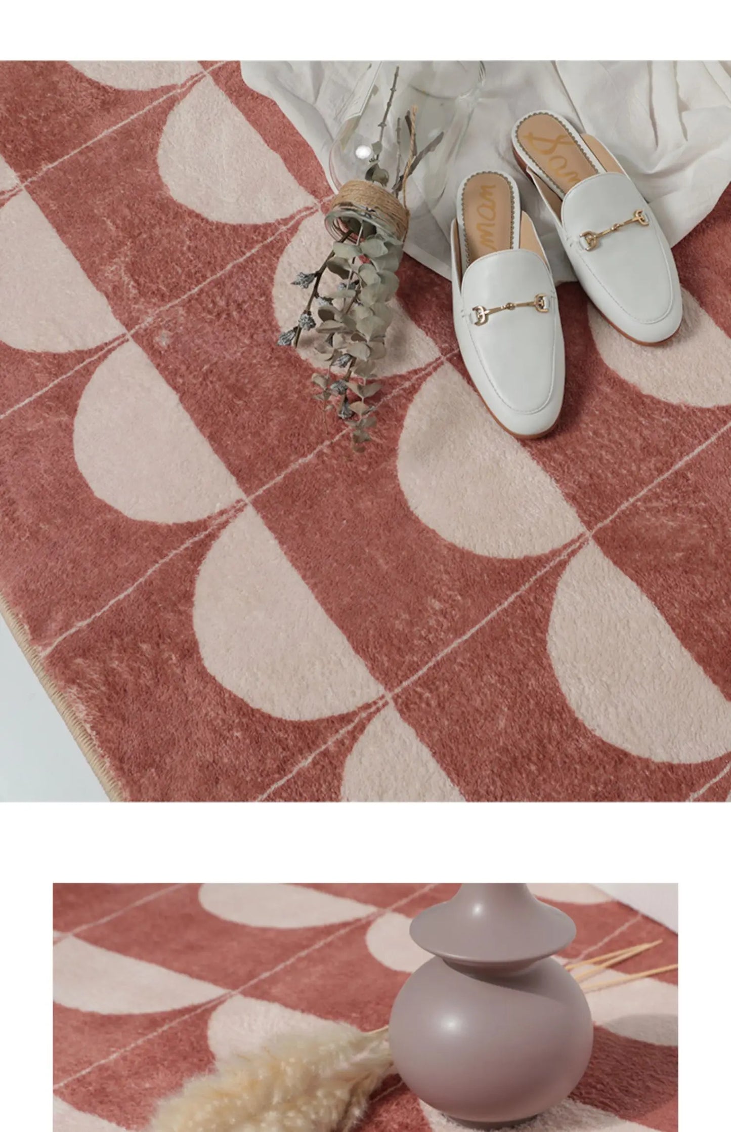 VIKAMA Cashmere Wash Back Carpet Machine Washable Ins Style Checkerboard Living Room Carpet Cloakroom Carpet Home Decoration