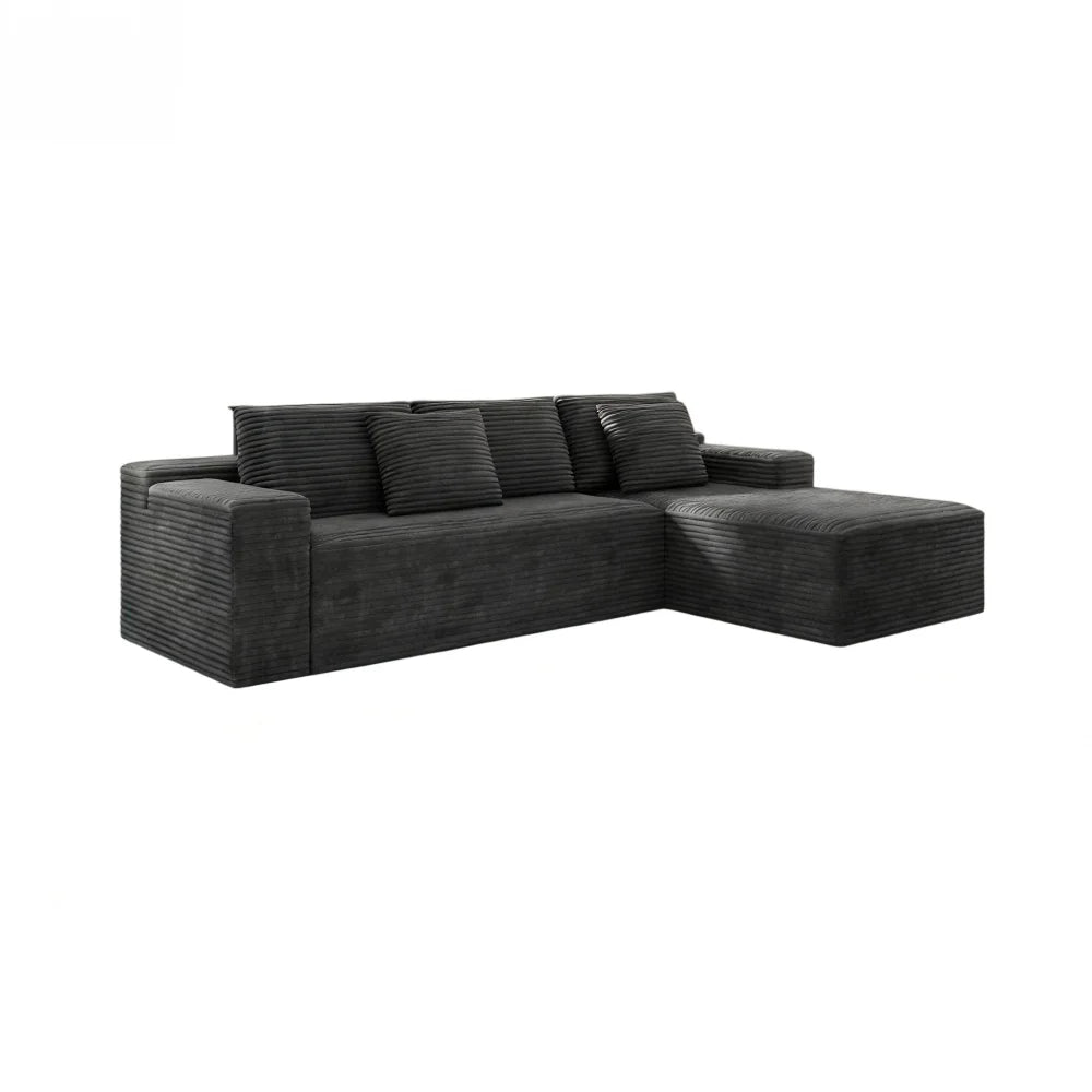 104.3*68.9" Modular Sectional Sofa,Upholstered,No Assembly,2PC Free Combo,Plush Corduroy,Grey